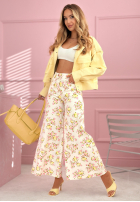 Jeans Rock midi w kwiaty La Flora Weiß