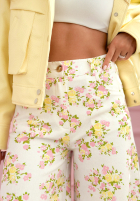 Jeans Rock midi w kwiaty La Flora Weiß