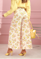 Jeans Rock midi w kwiaty La Flora Weiß