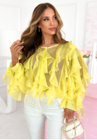 Bawełniana Bluse z falbankami Aureliane Gelb