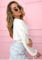 Gorsetowa bluzka z marszczeniami Another Look biała