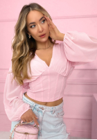 Gorsetowa Bluse z marszczeniami Another Look Weiß