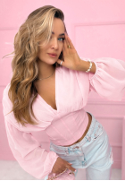 Gorsetowa Bluse z marszczeniami Another Look Weiß