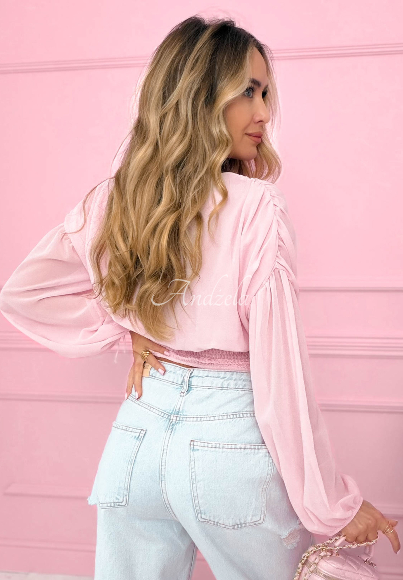 Korsettbluse mit Raffungen Another Look Rosa