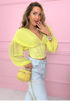 Gorsetowa Bluse z marszczeniami Another Look Weiß