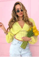 Gorsetowa Bluse z marszczeniami Another Look Weiß