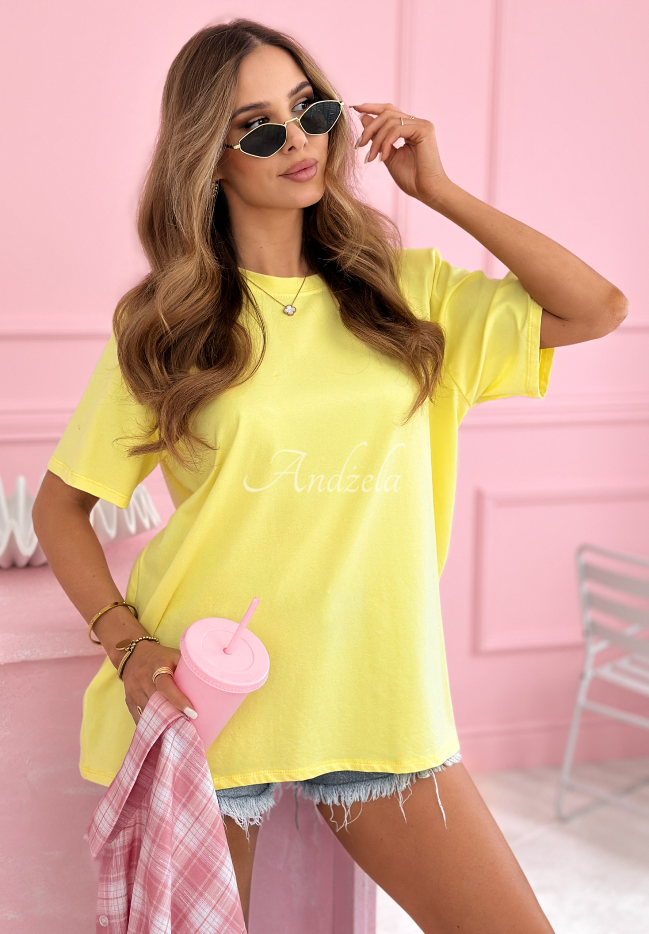 Millicent long cotton T-shirt, yellow