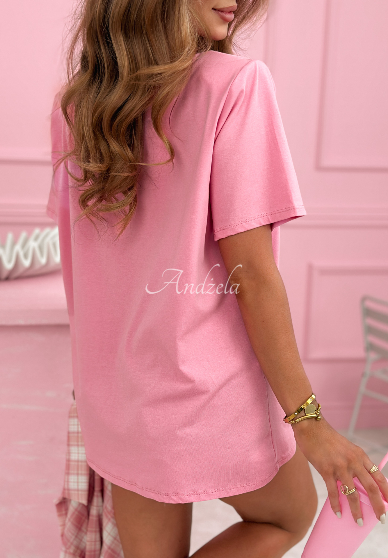 Langes Baumwoll-T-Shirt Millicent Rosa