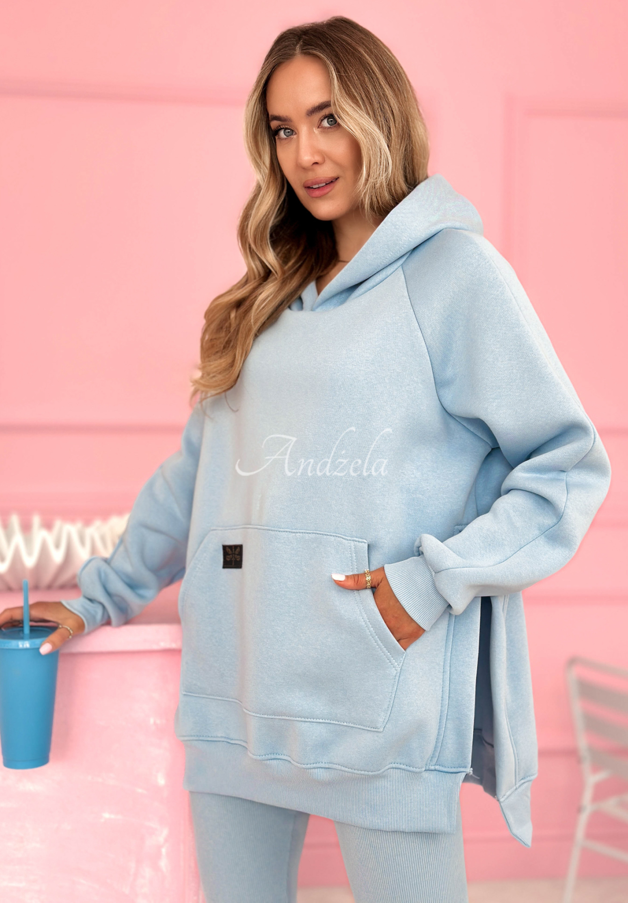 Sweatshirt mit Tasche und Kapuze Siempre Himmelblau II