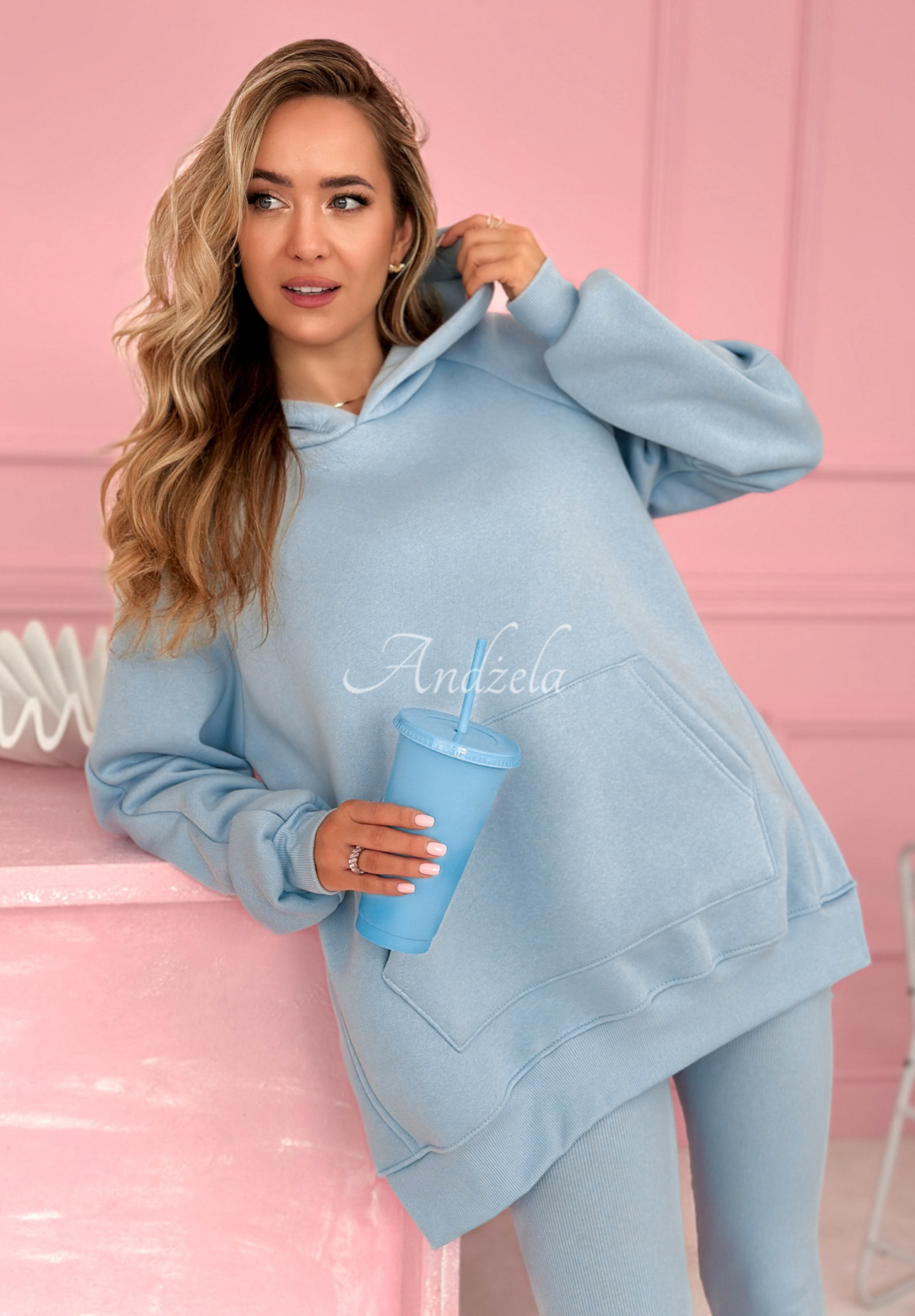 Sweatshirt mit Tasche und Kapuze Siempre Himmelblau II