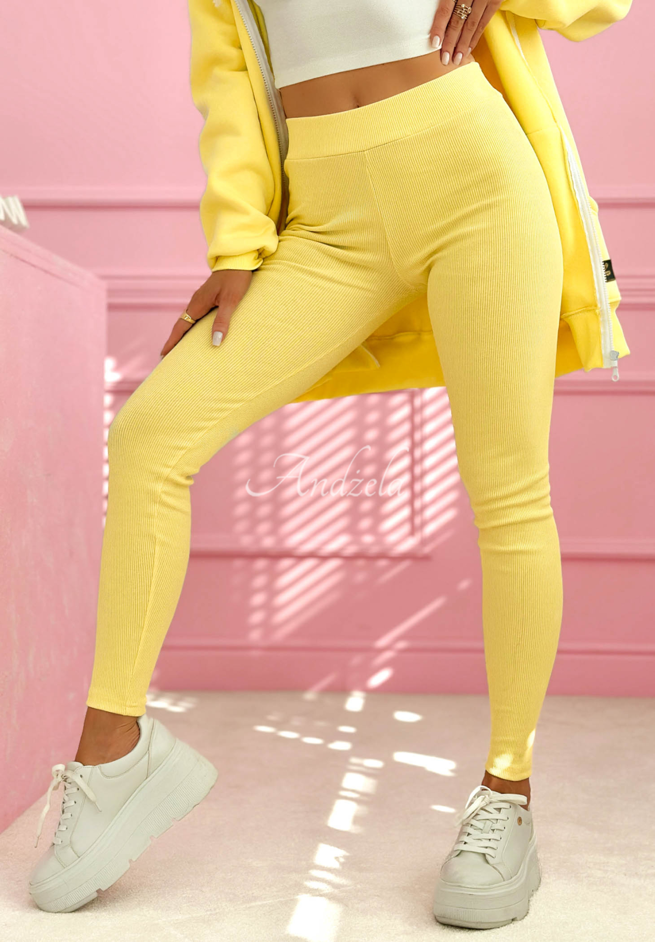 Siempre yellow striped leggings 