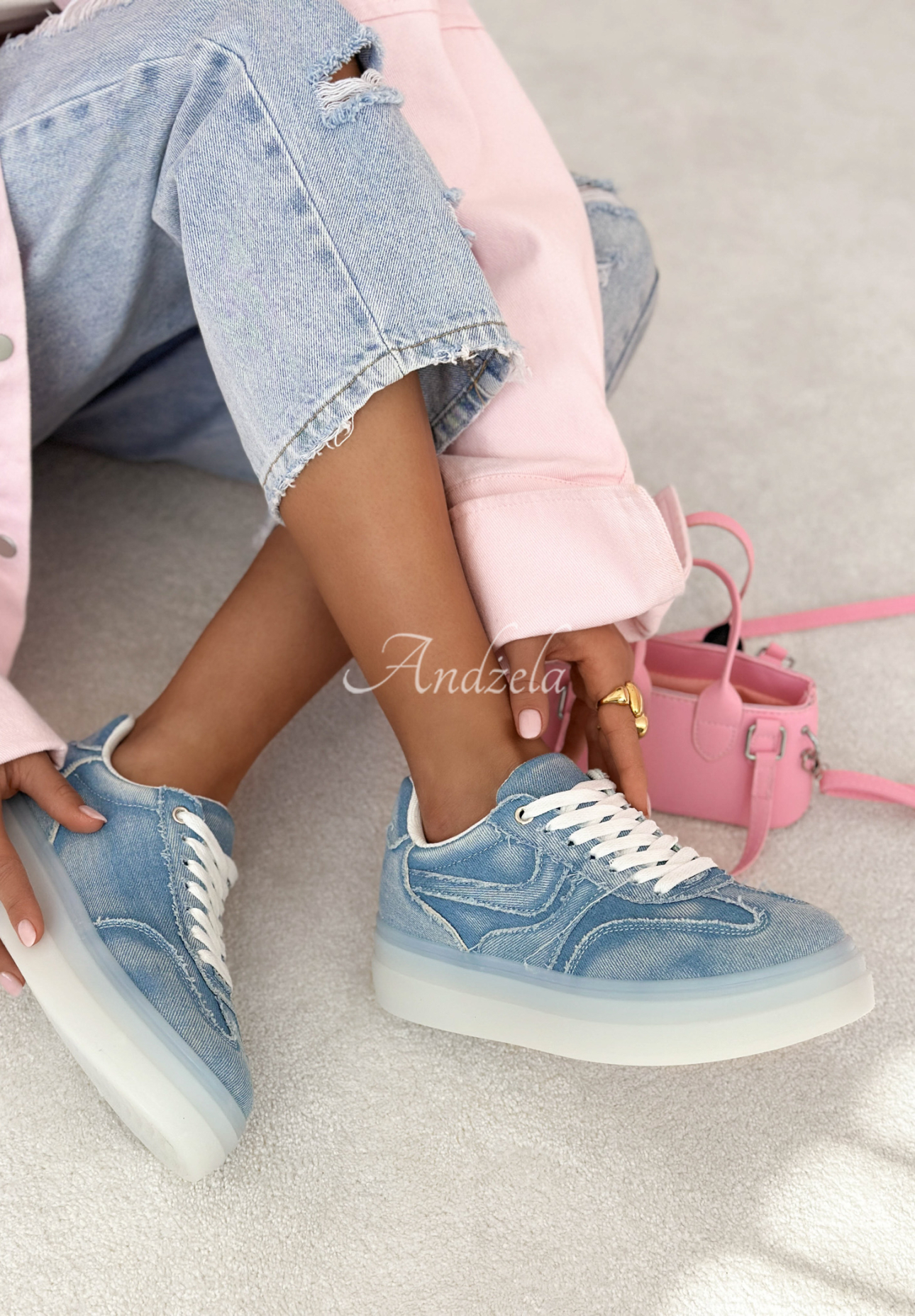 Silvia blue denim sneakers