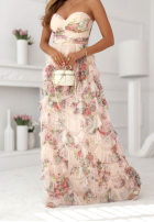 Kwiecista Kleid maxi z falbankami Felicity Vanillefarben