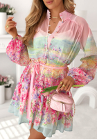 Elegancka Kleid mini w kwiaty Florentia Puderrosa