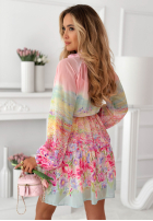 Elegancka Kleid mini w kwiaty Florentia Puderrosa