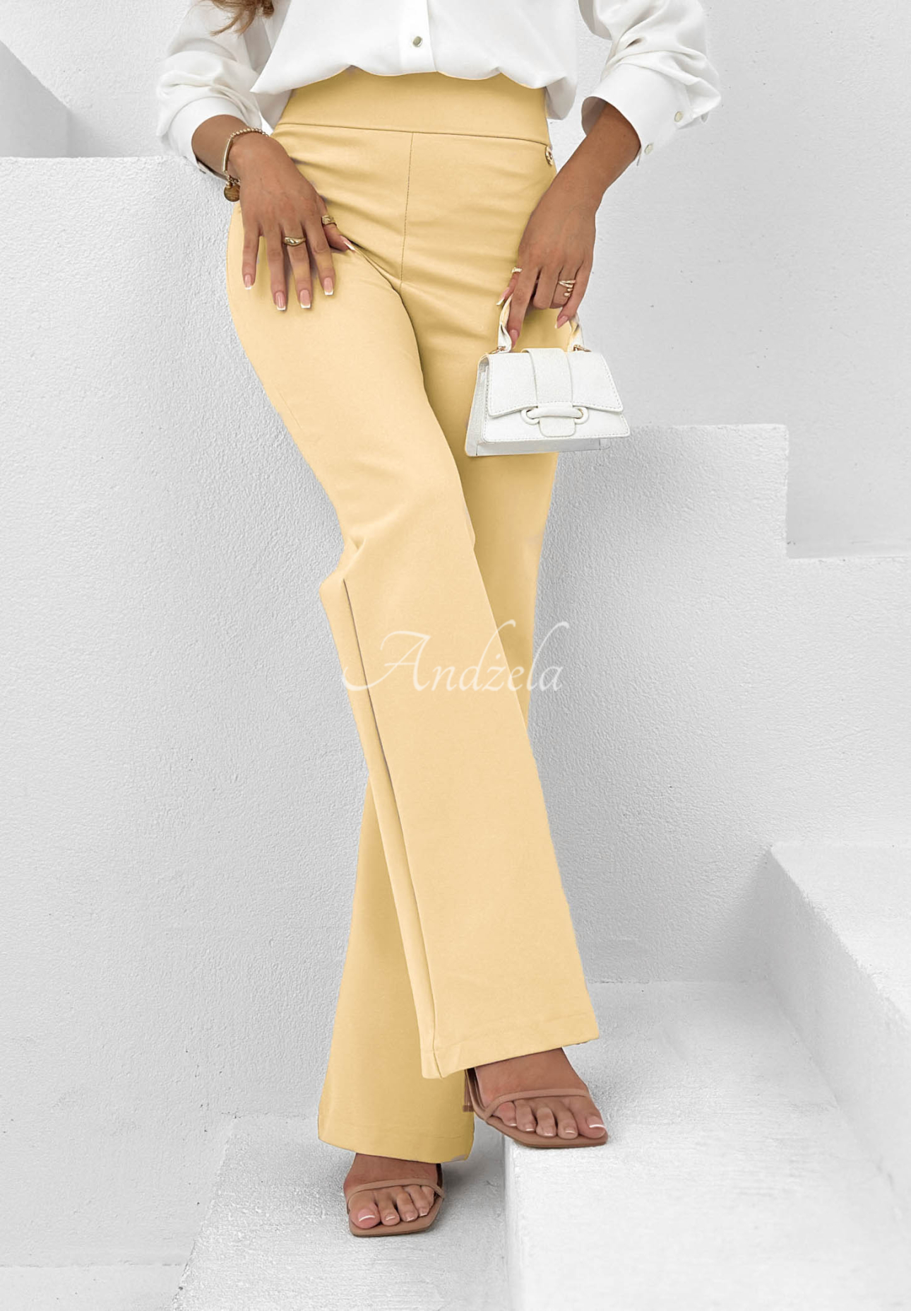 Things To Offer yellow fabric bell-bottom pants 