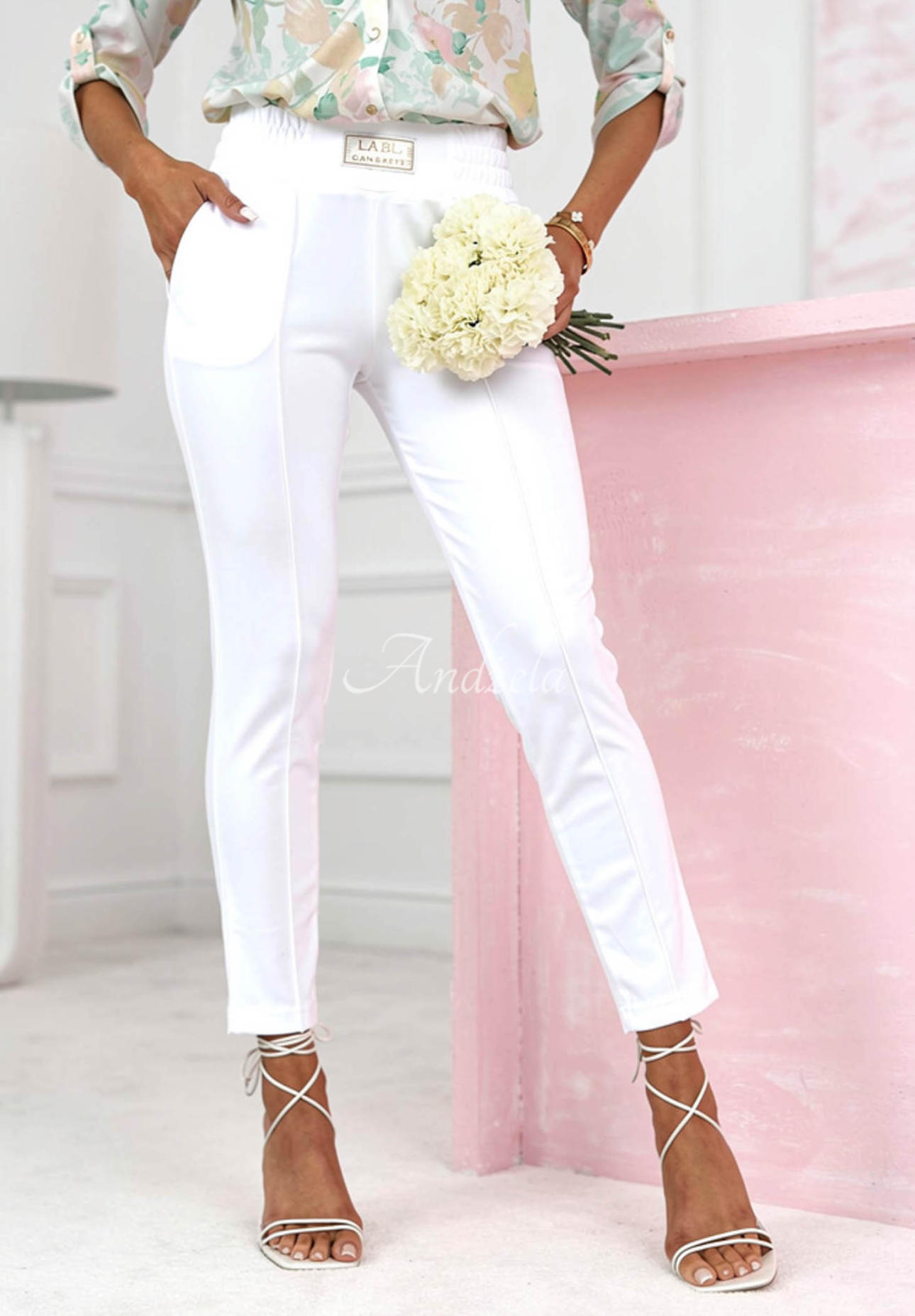 Stoff Hosen Pretty On Point Ecru