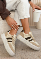 Skórzane sneakersy z koronką Carlotta Beige