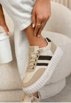 Skórzane sneakersy z koronką Carlotta Beige