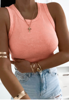 Prążkowany top na ramiączkach Callie Dunkelgrau