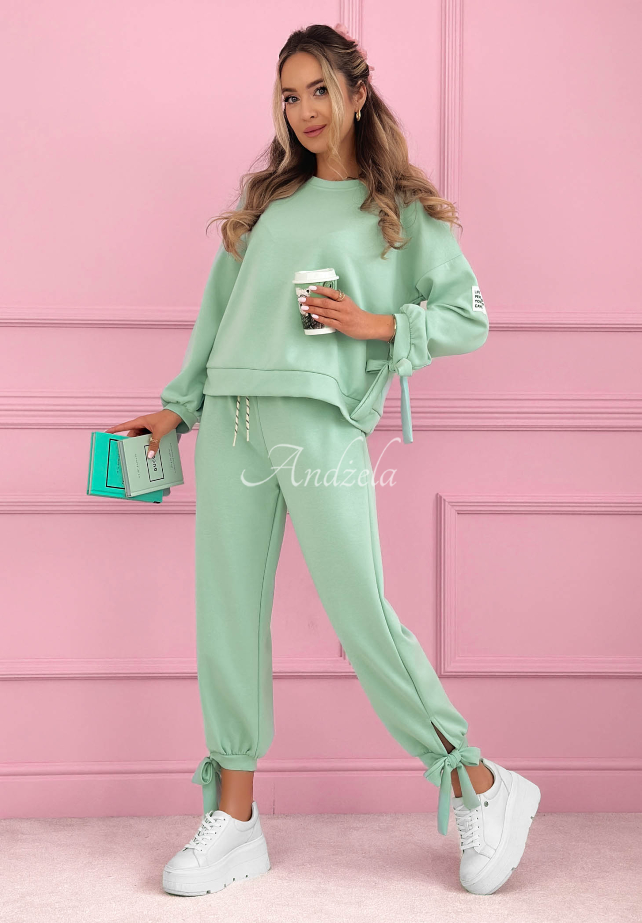 Peyton pistachio butter viscose tracksuit set