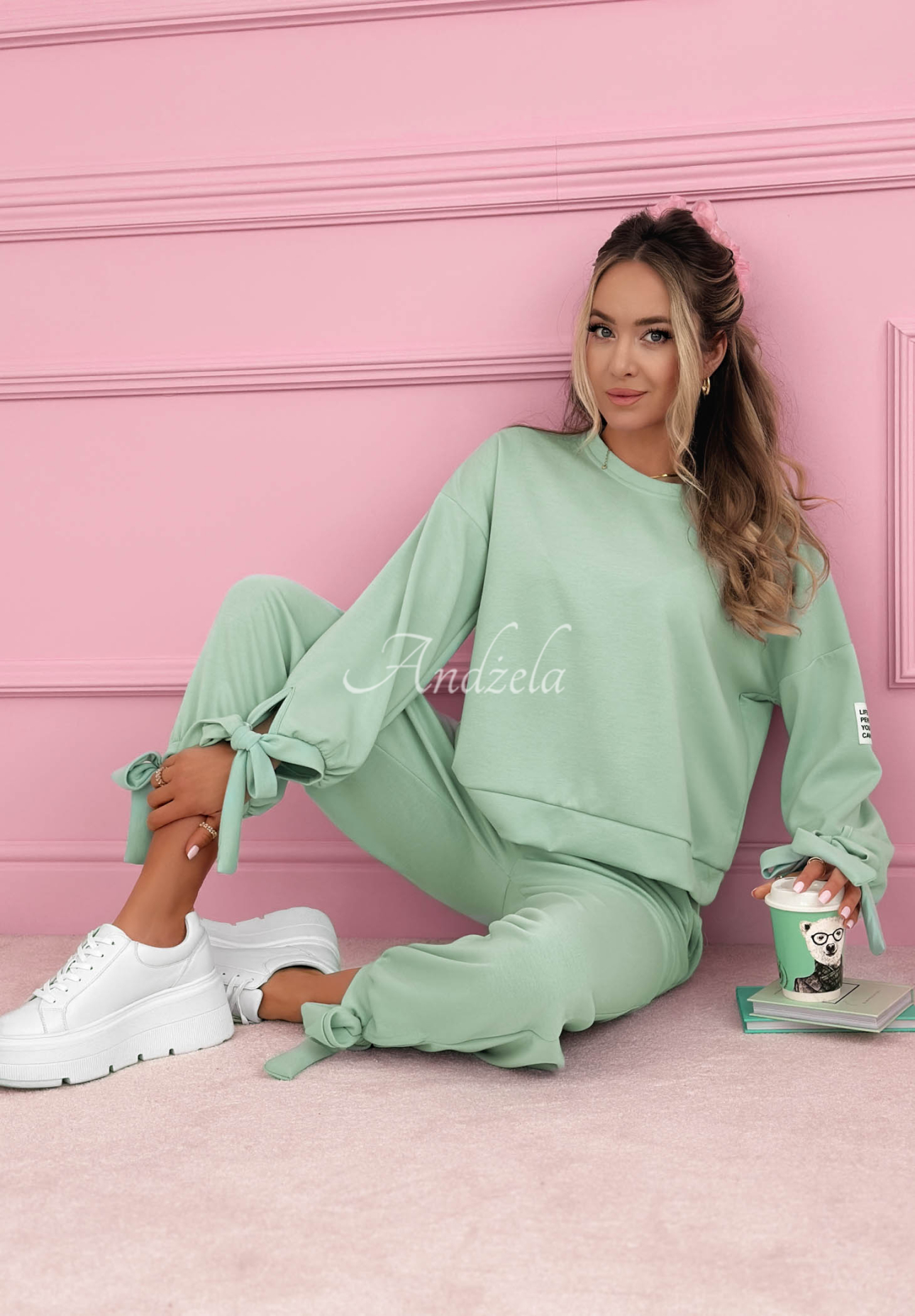 Peyton pistachio butter viscose tracksuit set