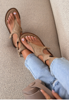 Sandalen typu japonki z klamrami Amelie Mokkafarben