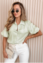 Hemd z bufiastymi rękawami Selena Pistaziengrün