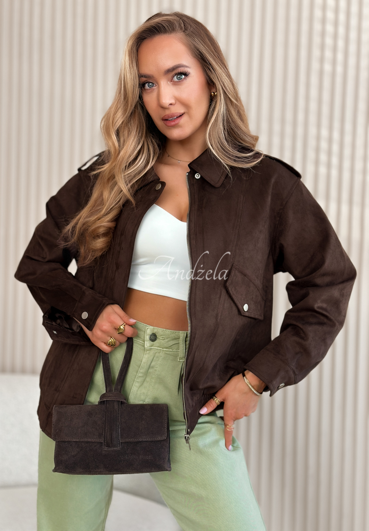 Bikerjacke aus Wildleder Coldest Winds Schokoladenbraun