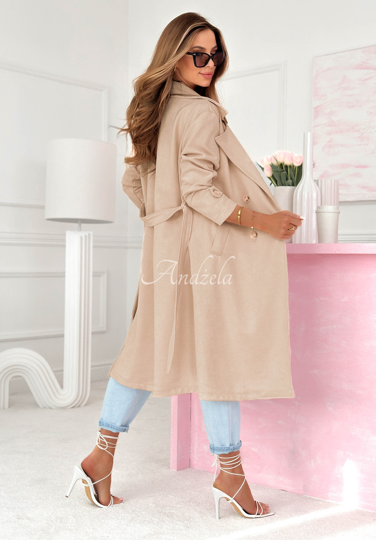 Wildledermantel mit Gürtel No Big Deal Beige