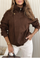 Krótka zamszowa Jacke z kołnierzem Feeling Cold Schokoladenbraun