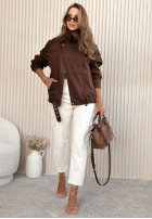 Krótka zamszowa Jacke z kołnierzem Feeling Cold Schokoladenbraun