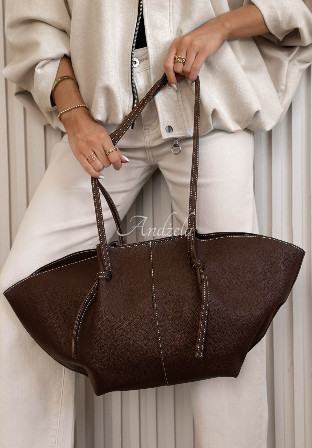 Only For You Chocolate Brown Leather Handbag