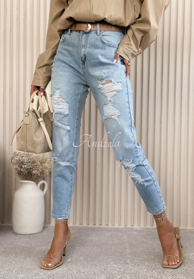 Mom-Jeans mit Absch&uuml;rfungen Alfie Blau