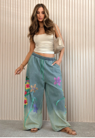 Lekkie Hose wide leg z haftami Rosamere Hellblau