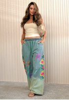 Lekkie Hose wide leg z haftami Rosamere Hellblau