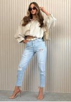 Hose Jeans mom fit z przetarciami Laurent Hellblau