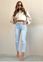 Hose Jeans mom fit z przetarciami Laurent Hellblau