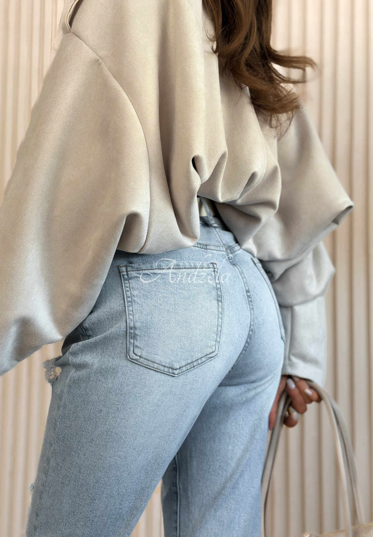 Mom-Fit-Jeanshose im Used-Look Laurent Hellblau