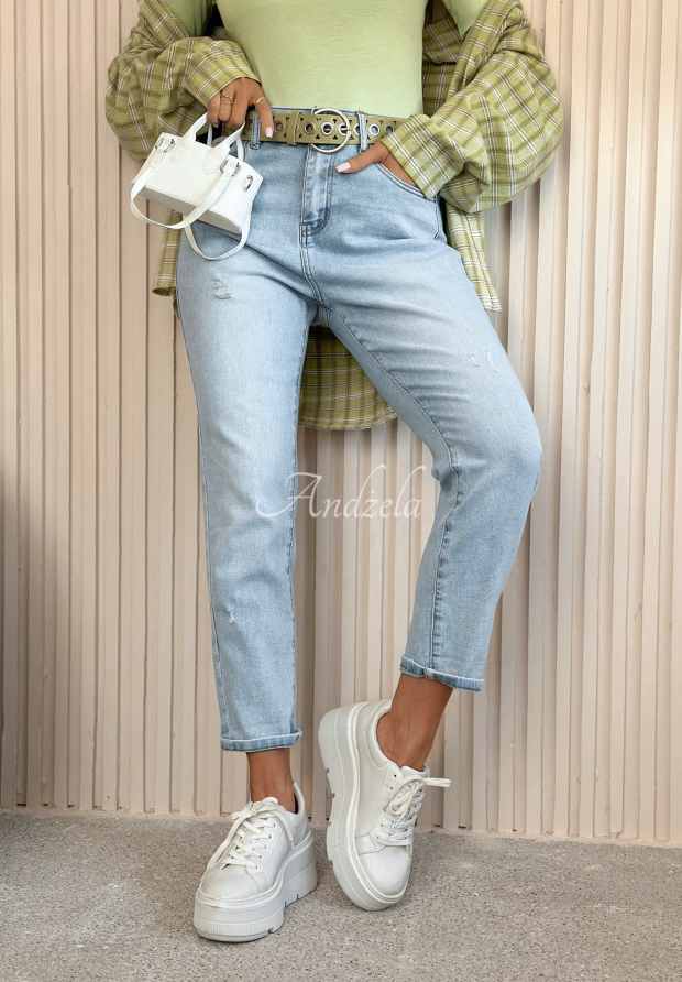 Jeans mom fit Andrina Hellblau