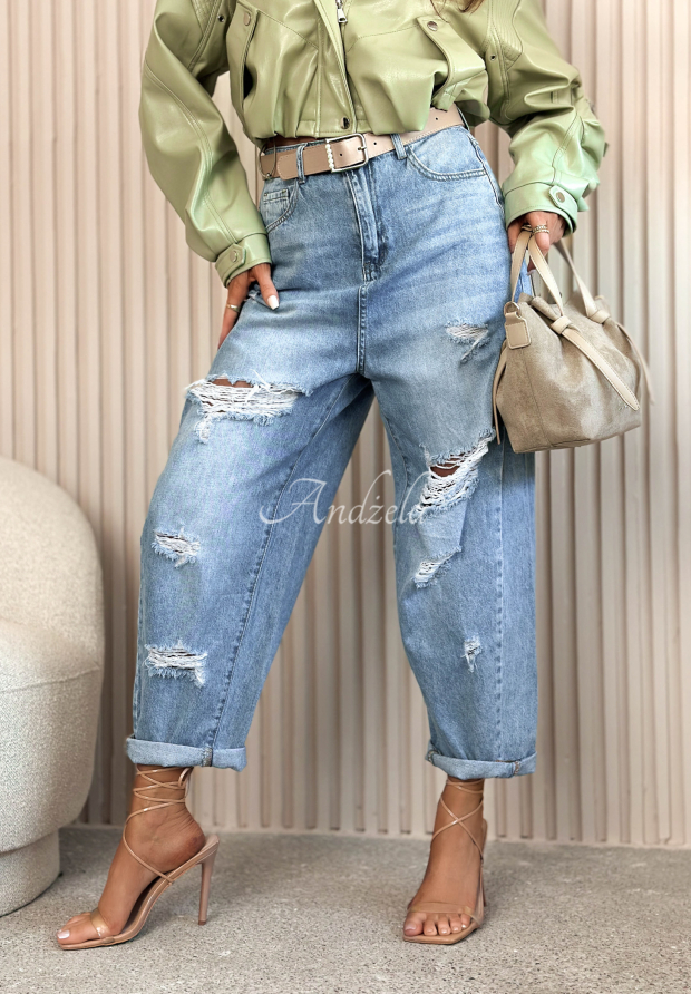 Balloon-Jeanshose im Used-Look Miller Blau