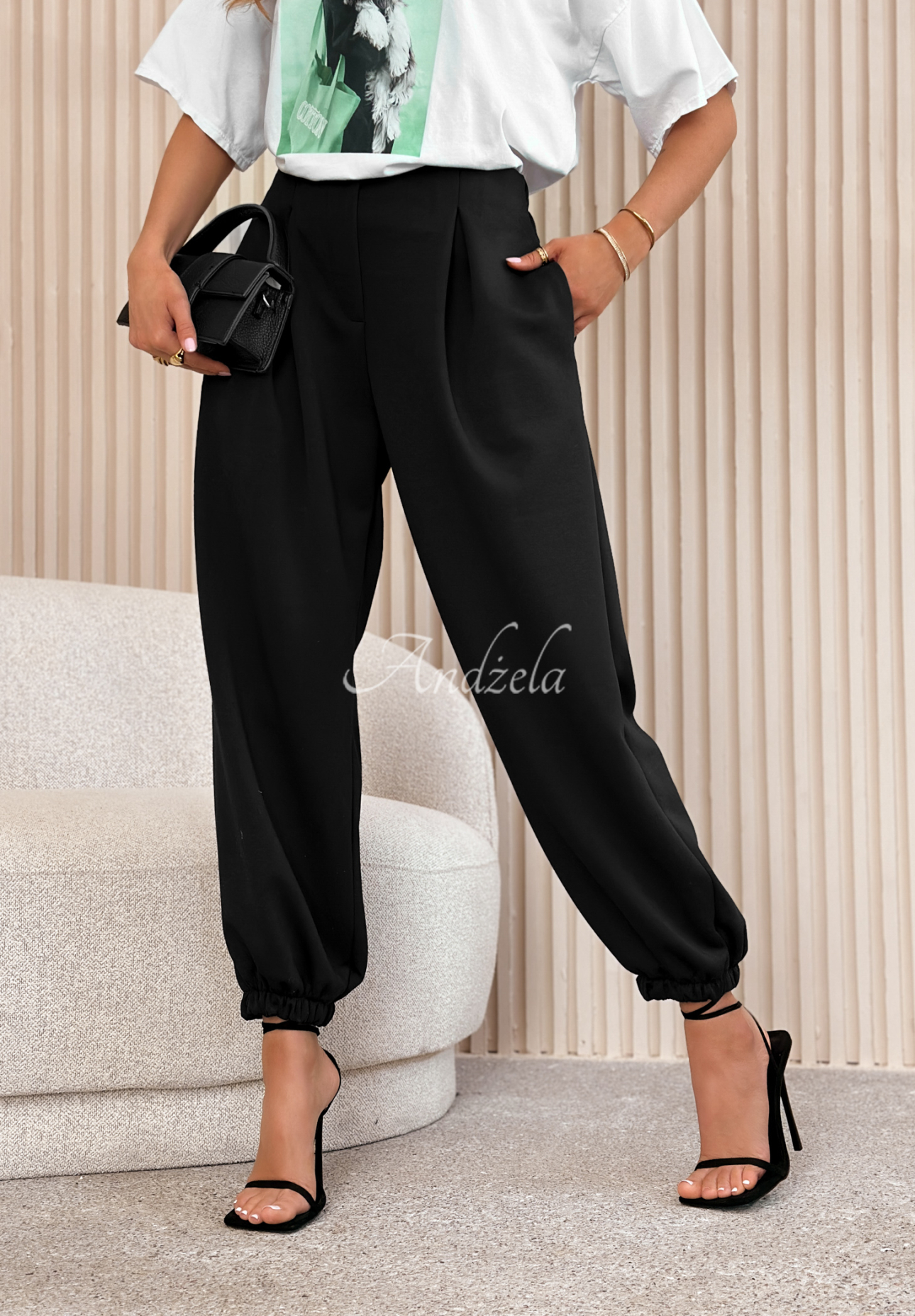 Viscose butter pants with cuffs What You Wanted black