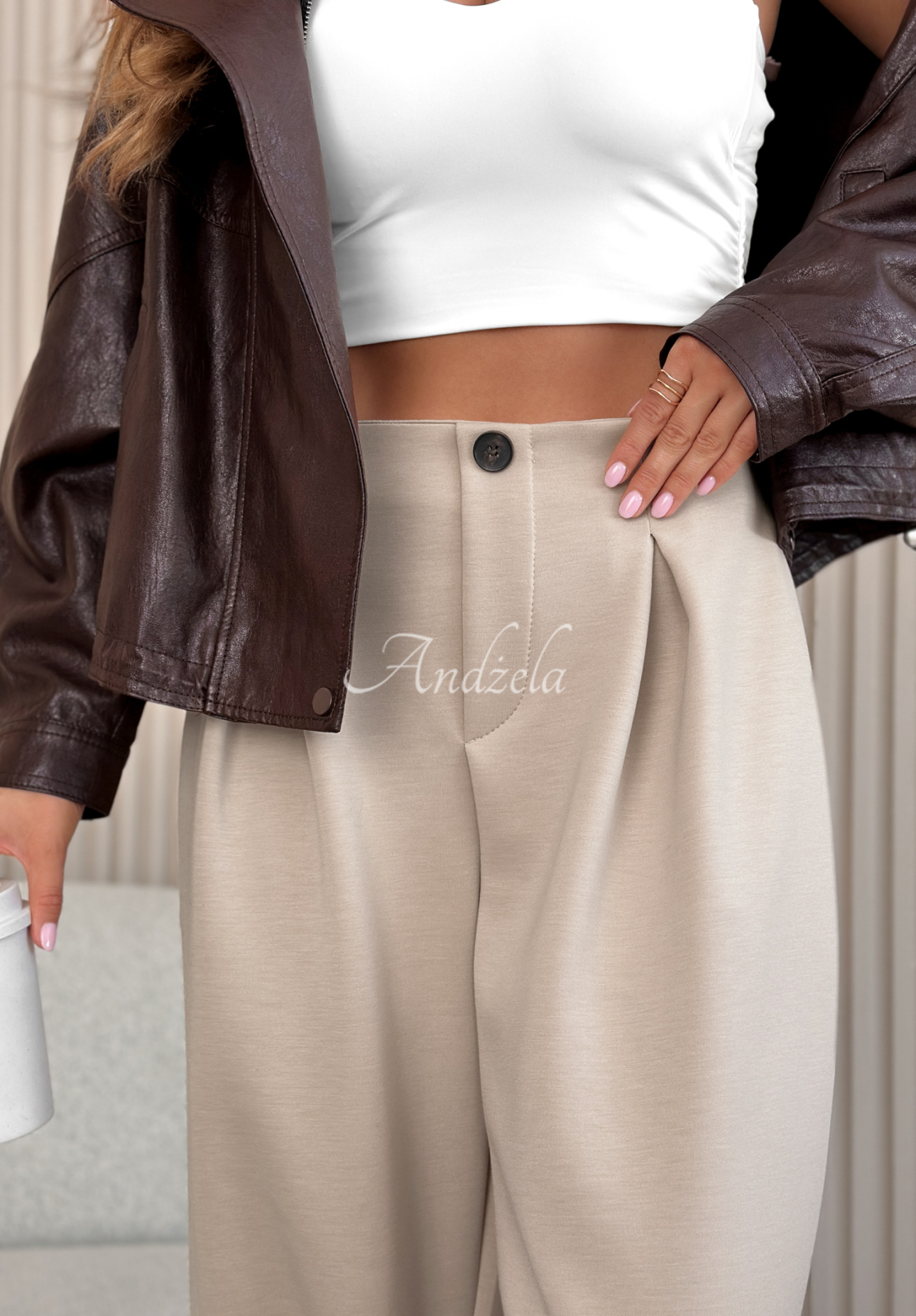 Viskosehose mit Bündchen What You Wanted Hell Beige