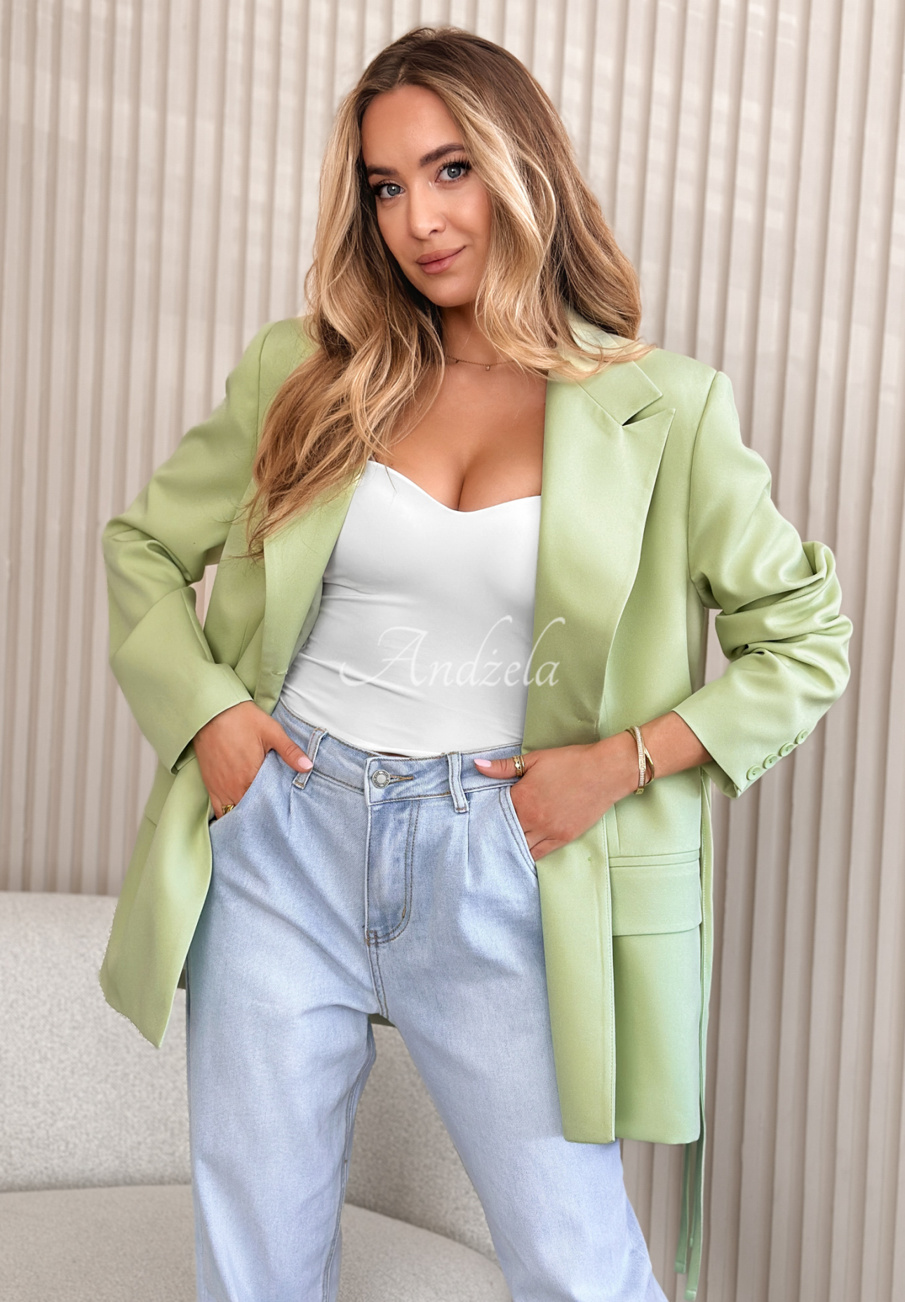 Blazer mit Schnürung She Believed It Pistaziengrün