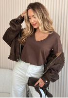 T-shirt z dekoltem Mariella pistacjowy