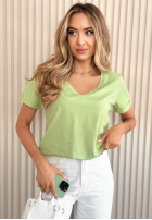 T-Shirt z dekoltem Mariella Pistaziengrün