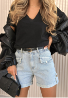 Jeans Shorts z paskiem i kieszeniami Antalya Camel