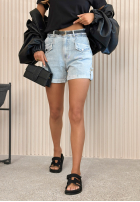 Jeans Shorts z paskiem i kieszeniami Antalya Camel