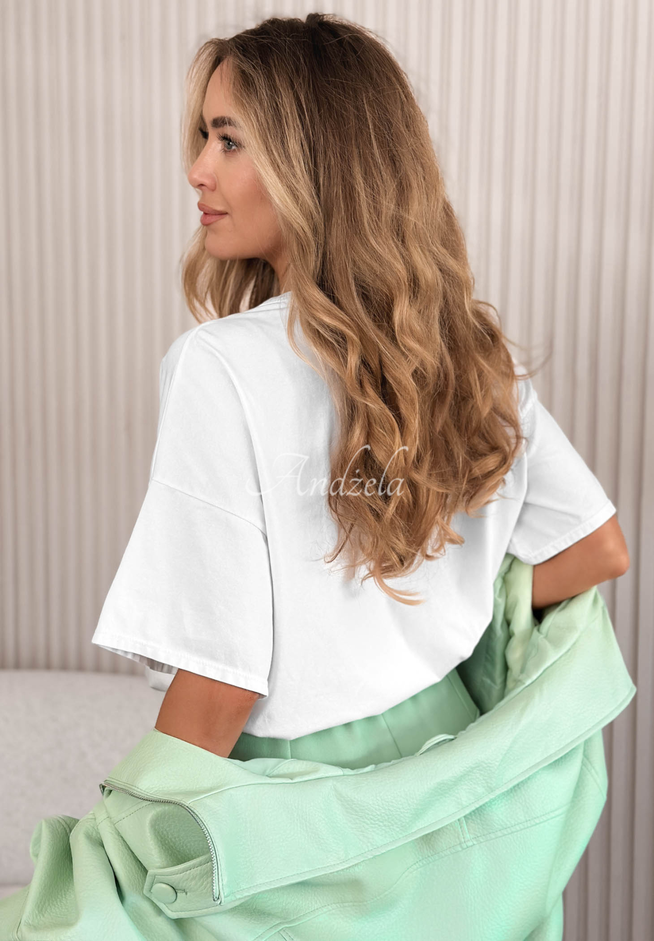 Baumwoll-T-Shirt mit Aufdruck Matilda Weiß