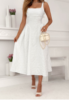 Rozkloszowana Kleid midi z kwadratowym dekoltem Aurelie Puderrosa